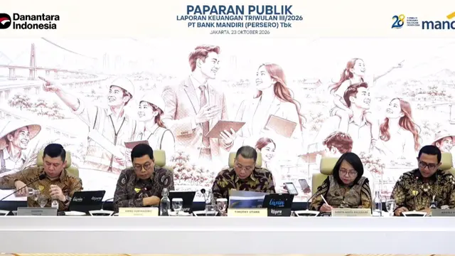 Konferensi Pers Laporan keuangan PT Bank Mandiri Tbk Kuartal III 2026, Jumat (23/10/2026). (Liputan6.com/Tira)