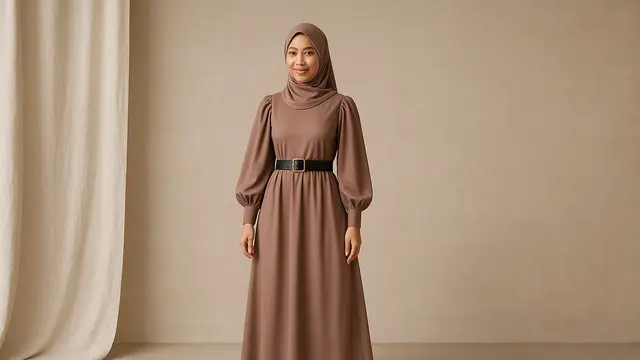 Model Gamis dengan Ikat Pinggang/ Ilustrasi gambar oleh AI