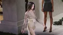 Kendall Jenner berjalan di atas catwalk saat meembawakan busana karya La Perla di New York Fashion Week di Manhattan borough New York, AS (9/2). Dengan gaun mengkilau Kendall tampil cantik mempesona. (Bennett Raglin/Getty Images for La Perla/AFP)