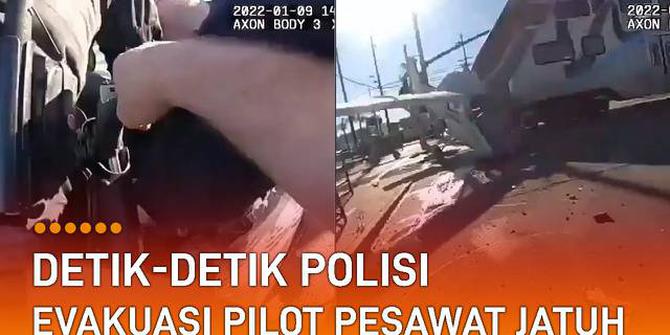 VIDEO: Detik-Detik Polisi Evakuasi Pilot Pesawat Jatuh, Nyaris Ditabrak Kereta