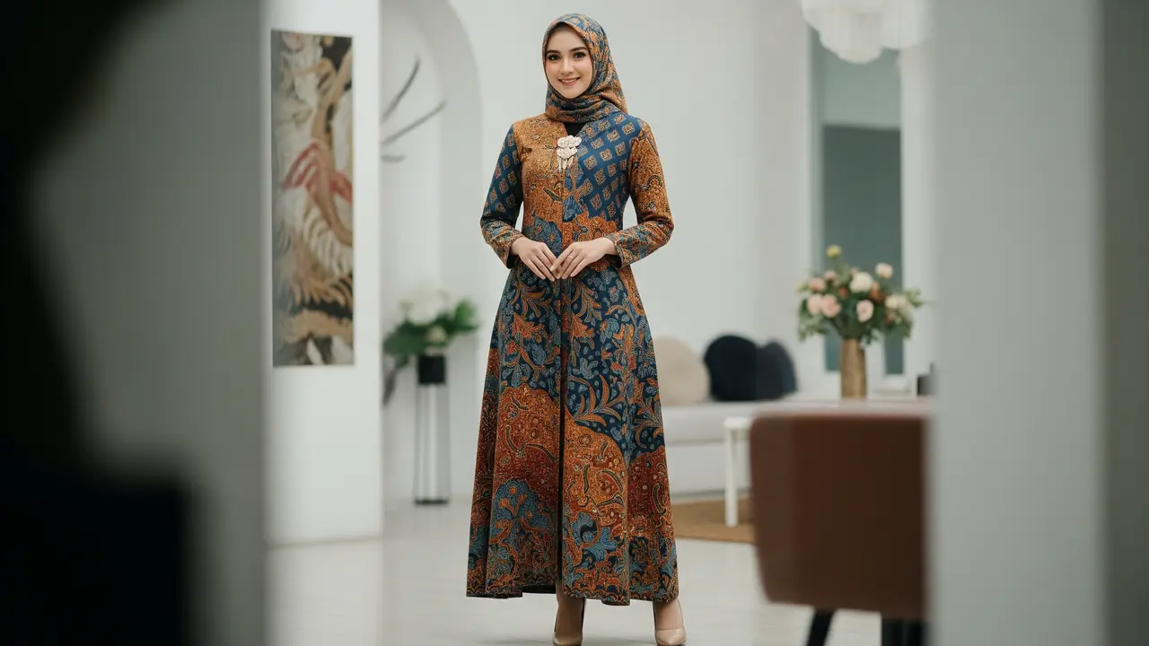 Model Gamis Batik untuk Arisan Wanita