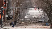 TKP ledakan di Nashvile, Tennessee, Amerika Serikat pada pagi Natal 25 Desember 2020 (Mark Humphrey / AP PHOTO)