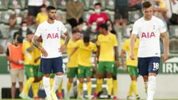 Bertanding di Estadio da Capital do Movel, Spurs memainkan tiga rekrutan anyar sekaligus yakni kiper Pierluigi Gollini, bek Cristian Romero dan pemain sayap Bryan Gil. (Foto: AP /Luis Vieira)