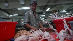 H-4 jelang lebaran harga ayam potong dibeberapa pasar tradisional mengalami kenaikan, Jakarta, Kamis, (24/7/14) (Liputan6.com/ Miftahul Hayat)