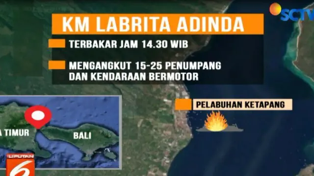 Kebakaran terjadi sekitar pukul 14.20 WIB di lantai dua kapal.