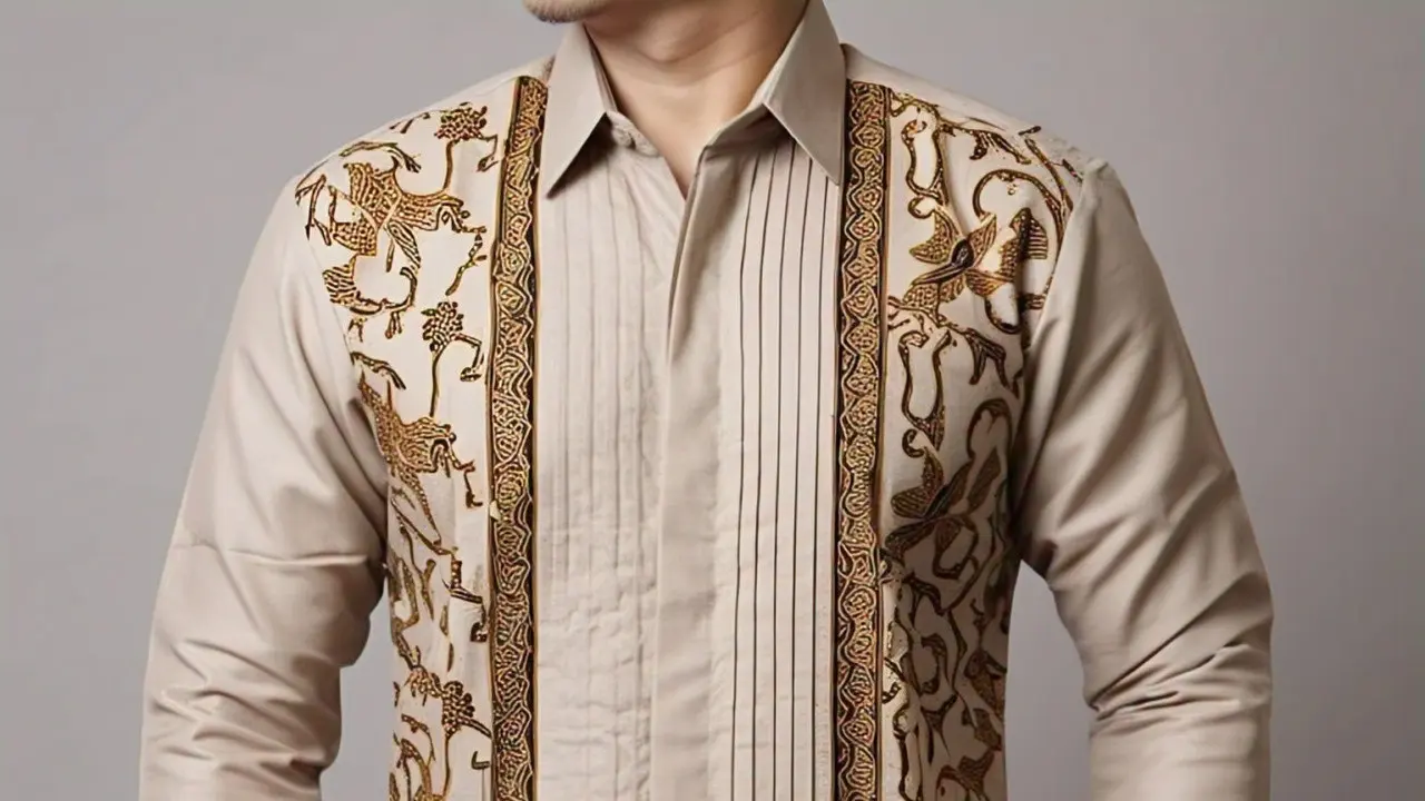 Batik Lengan Panjang dengan Detail Plisket