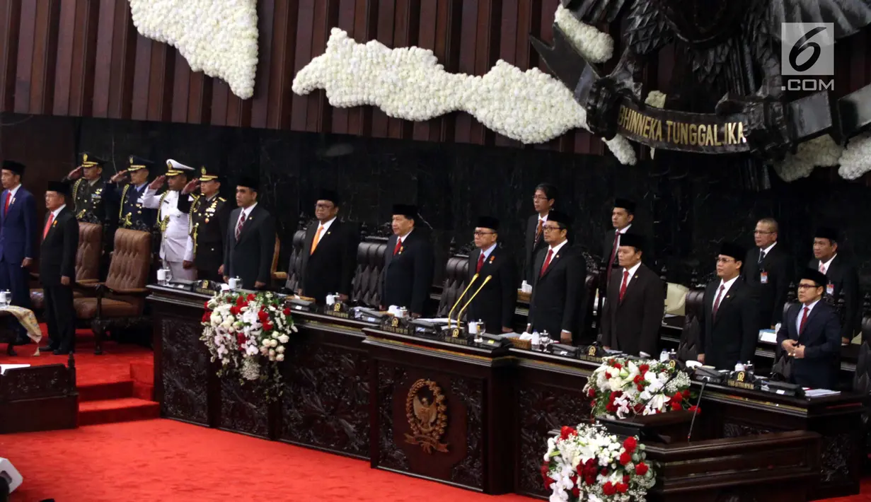 Suasana Sidang Tahunan MPR 2018 di Gedung Nusantara, Senayan, Jakarta, Kamis (16/8). Sidang Tahunan terdiri dari tiga rangkaian agenda yakni Sidang Tahunan MPR, Sidang Bersama DPR-DPD RI, dan Sidang penyampaian RAPBN Tahun 2018. (Liputan6.com/Johan Tallo)