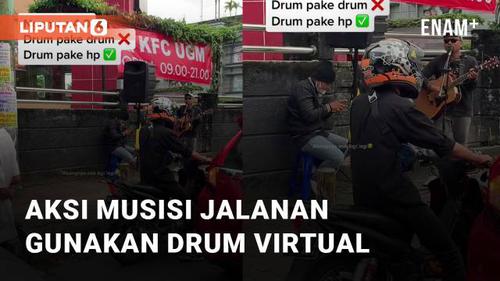 VIDEO: Kreatif, Aksi Musisi Jalanan Gunakan Drum Virtual
