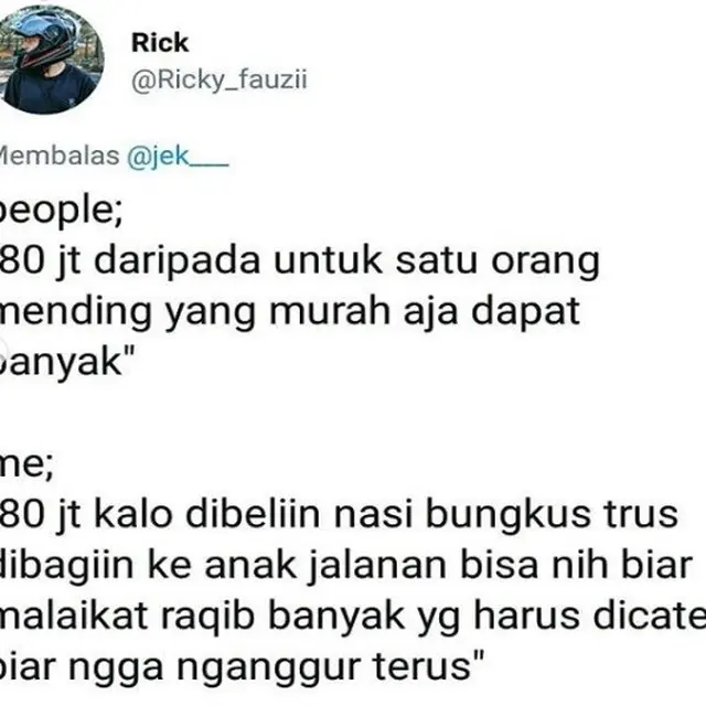 cuitan kocak Rp 80 juta (foto: @ricky_fauzii)