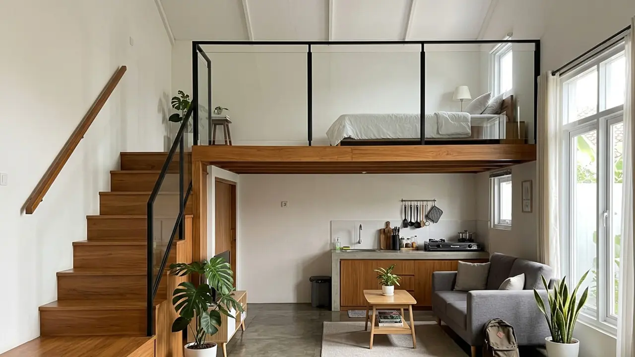 Contoh Rumah Tipe 21 dengan Konsep Mezzanine