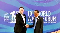 Jokowi bertemu CEO SpaceX dan Tesla, Elon Musk di sela KTT WWF ke-10 Bali. (Foto: Sekretariat Presiden)