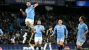 Gol Matheus Nunes dari titik putih pada menit ke-88 menutup pesta gol tim racikan pelatih Pep Guardiola ke gawang Sparta Praha. (Oli SCARFF/AFP)