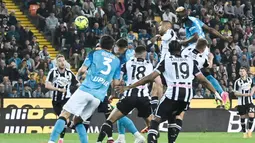 Napoli keluar sebagai juara Serie A setelah bermain imbang 1-1 dengan Udinese di Dacia Arena. (AFP/Tiziana Fabi)