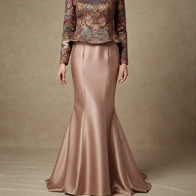 Model Gamis Brokat Kombinasi Satin