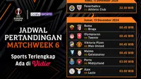 Jadwal pertandingan Liga Europa 2024/25 matchweek ke 6 di Vidio. (sum. doc. vidio.com)