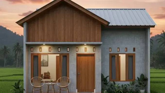 Desain rumah minimalis di desa yang ekonomis namun tetap estetis (Foto: Gemini AI)