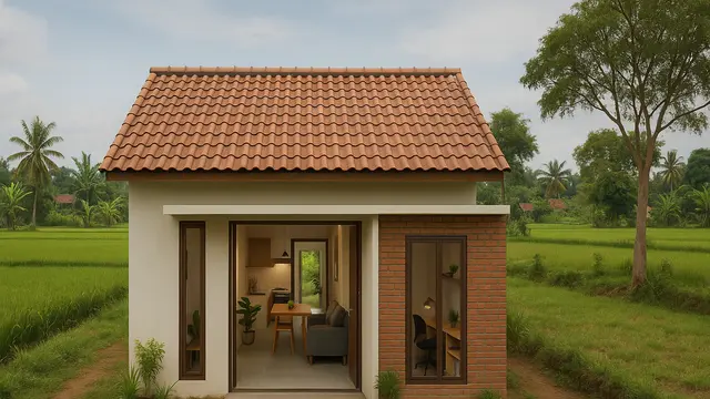 Model Rumah Sederhana 5x12 1 Lantai di Desa/Ilustrasi gambar oleh AI