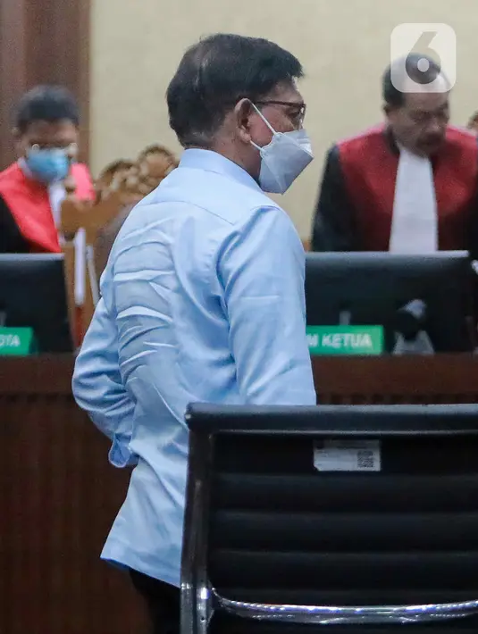 Majelis Hakim Pengadilan Tipikor pada PN Jakpus menyatakan, Johnny terbukti bersalah dan meyakinkan melakukan tindak pidana korupsi penyediaan infrastruktur BTS 4G dan infrastruktur pendukung paket 1, 2, 3, 4, dan 5 BAKTI Kominfo Tahun 2020-2022. (Liputan6.com/Herman Zakharia)
