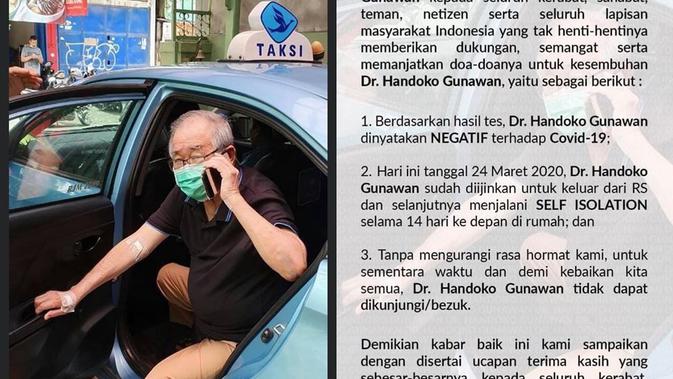 Dinyatakan Negatif Corona, Ini 3 Kabar Terbaru Dr Handoko Gunawan  (Sumber: Instagram/indonesiavoice_/