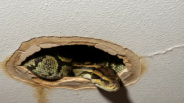 Ular Piton di Plafon Rumah