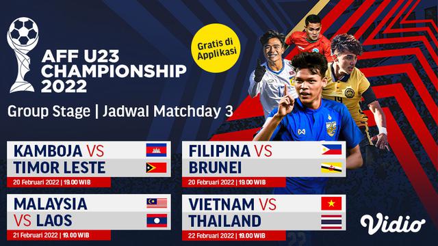 Link Live Streaming Piala AFF U-23 2022 di Vidio, 21-22 Februari 2022