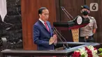 Presiden Joko Widodo memberikan sambutan saat pembukaan the 8th G20 Parliamentary Speakers' Summit (P20) di Gedung Nusantara, Kompleks Parlemen, Senayan, Jakarta, Kamis, (6/10/2022). P20 merupakan forum yang delegasinya terdiri atas parlemen dari seluruh negara G20 dan diselenggarakan dalam satu rangkaian KTT G20, dalam forum tersebut DPR RI yang menjadi tuan rumah mengusung tema ‘Stronger Parliament for Sustainable Recovery'. (Liputan6.com/Angga Yuniar)