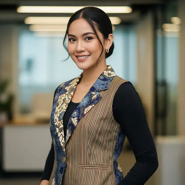 Model Baju Atasan Batik Kombinasi Lurik (Gemini AI)