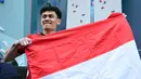 Berlomba di Le Bourget Climbing Venue, Paris, Kamis (8/8/2024) sore WIB, Veddriq menjalani final melawan atlet China, Wu Peng. (Jonathan NACKSTRAND/AFP)