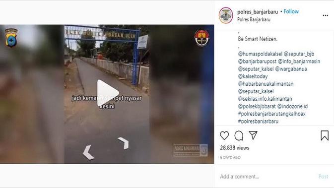 Gambar Tangkapan Layar Video dari Akun Instagram @polres_banjarbaru