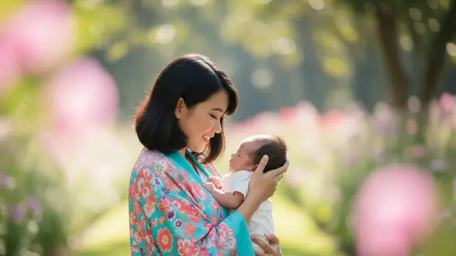 Outfit Ibu Gendong Anak. Foto: Gemini