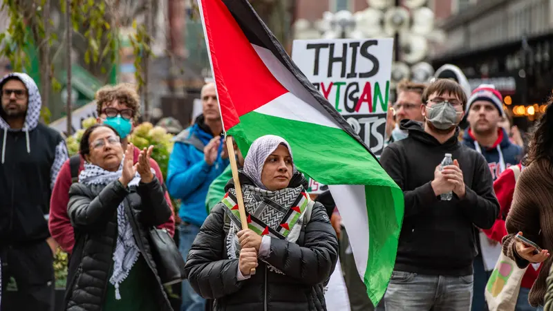 Jelang Pemilu AS 2024, Massa Gelar Unjuk Rasa Desak Gencatan Senjata di Gaza