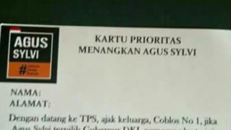 Kartu Prioritas Agus-Sylvy