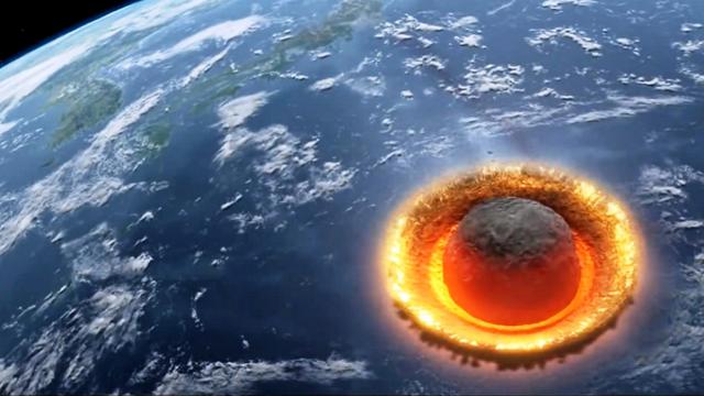 Ilustrasi tubrukan asteroid dengan Bumi