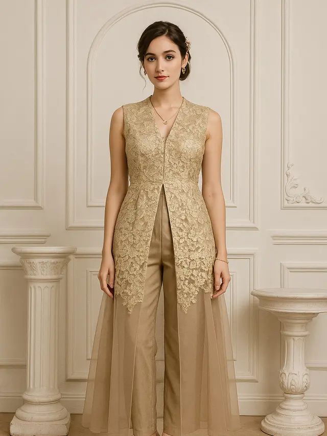 Cardigan Brokat Tanpa Lengan untuk Kondangan