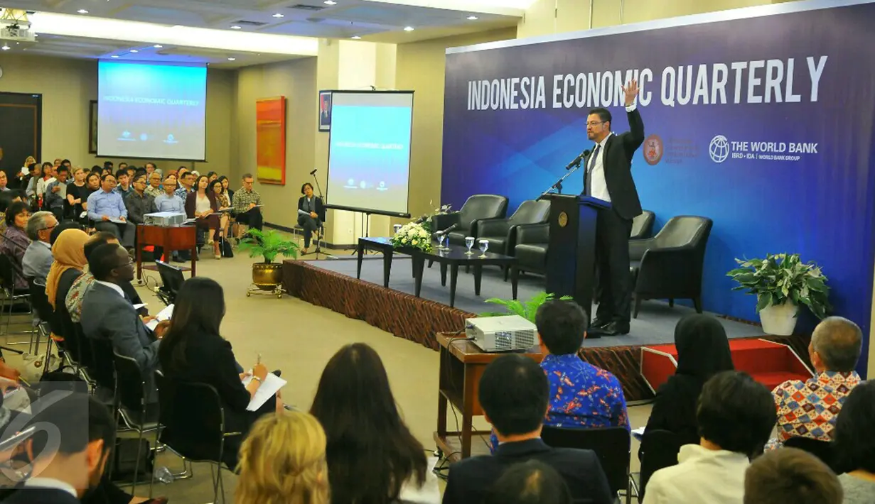 Menurut Kepala Perwakilan Bank Dunia untuk Indonesia Rodrigo Chaves perekonomian dunia tidak menentu, namun telah terjadi berbagai kemajuan yang cukup signifikan, Jakarta, Selasa (17/1). (Liputan6.com/Angga Yuniar)