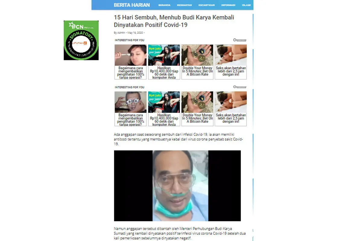 Penelusuran Kabar Menhub Budi Karya Kembali Positif Covid-19