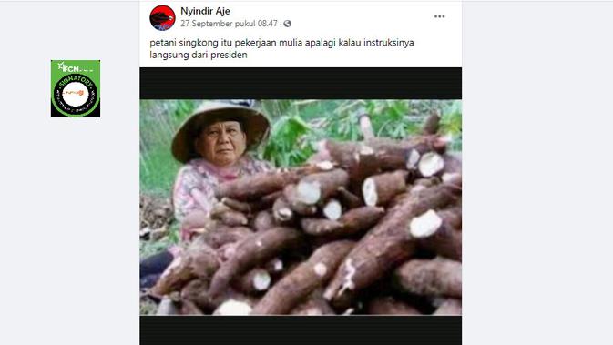 Cek Fakta Liputan6.com menelusuri klaim foto Prabowo menjadi petani singkong