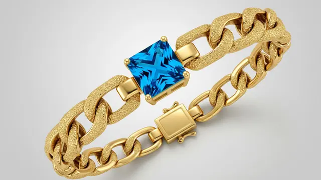 Gelang Emas Rantai Pasir dengan Topaz