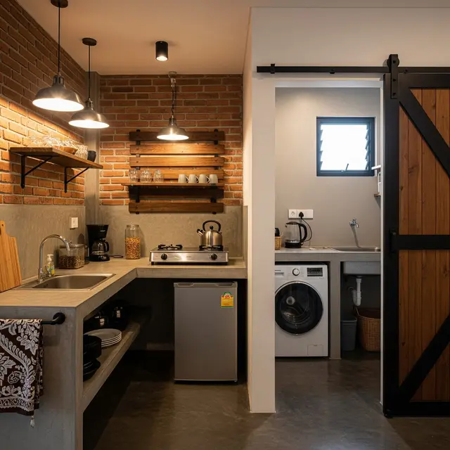 9 Desain Dapur Mungil 1,5x2 Meter Rumah Type 21 yang Menyatu dengan Ruang Laundry