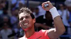 Petenis Spanyol, Rafael Nadal, melakukan selebrasi usai berhasil mengalahkan petenis Ukraina, Alexandr Dolgopolov, pada turnamen AS Terbuka 2017 di New York, Senin (4/9/2017). Nadal menang 6-2, 6-4, 6-1 atas Alexandr Dolgopolov. (AP/Julie Jacobson)