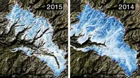 Dampak global warming, tumpukan salju berkurang dalam waktu satu tahun, dari 2014 ke 2015 (Nature World Report)