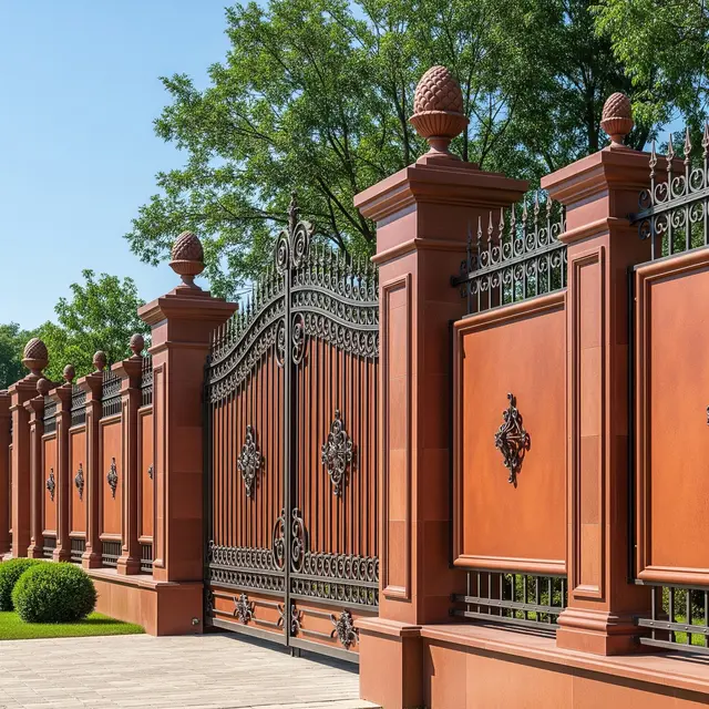 Pagar Rumah Berwarna Terracotta yang Elegan dan Mewah (Gemini AI)