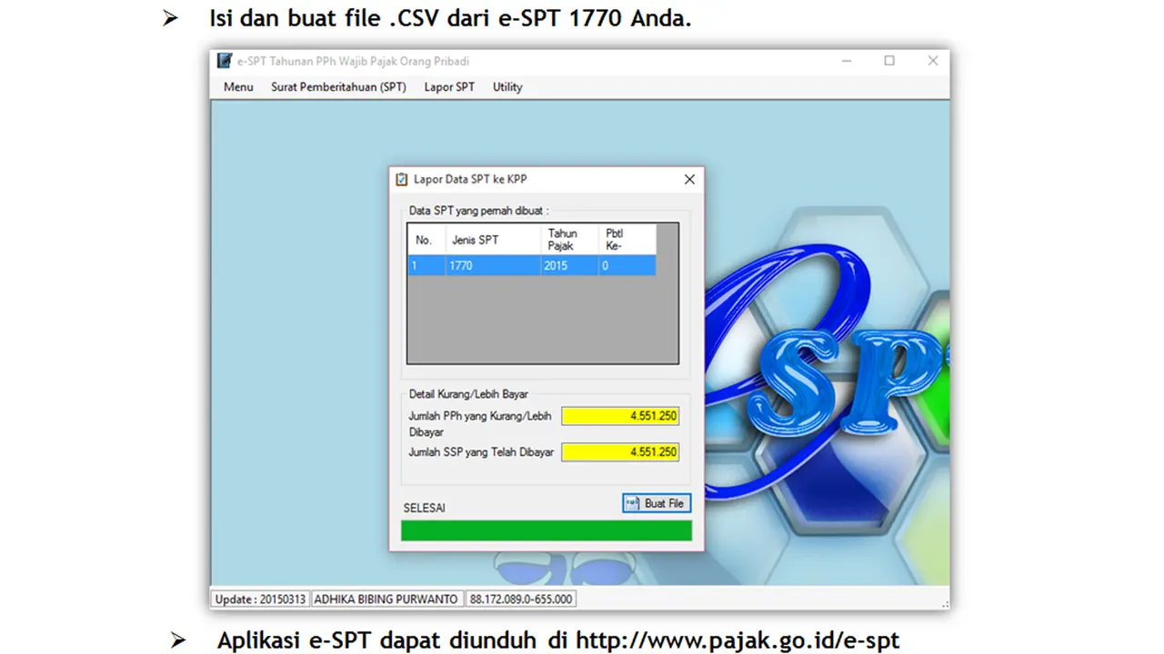 Simulasi Upload e-SPT melalui e-Filing