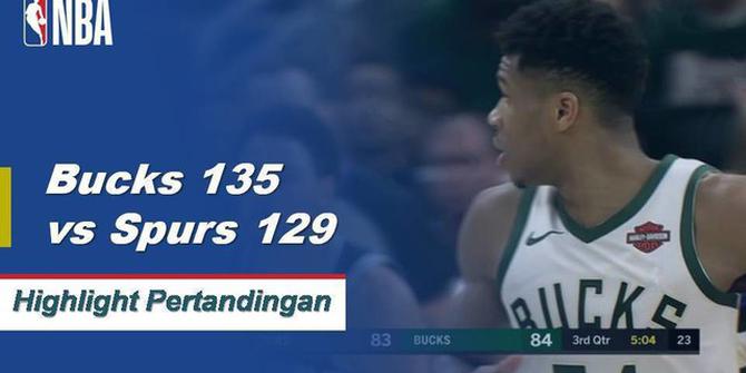 Cuplikan Pertandingan NBA : Bucks 135 vs Spurs 129
