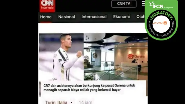 Hoaks Cristiano Ronaldo tagih utang ke Garena