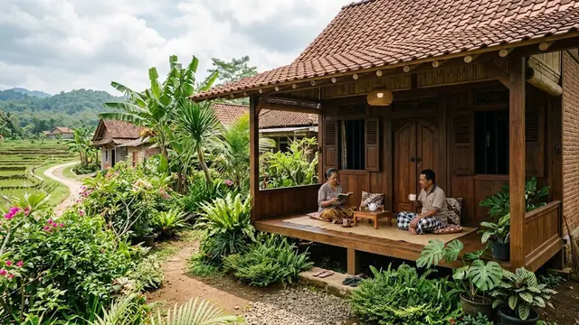 Model Rumah Desa Sederhana tanpa Pagar tetapi Tetap Privat