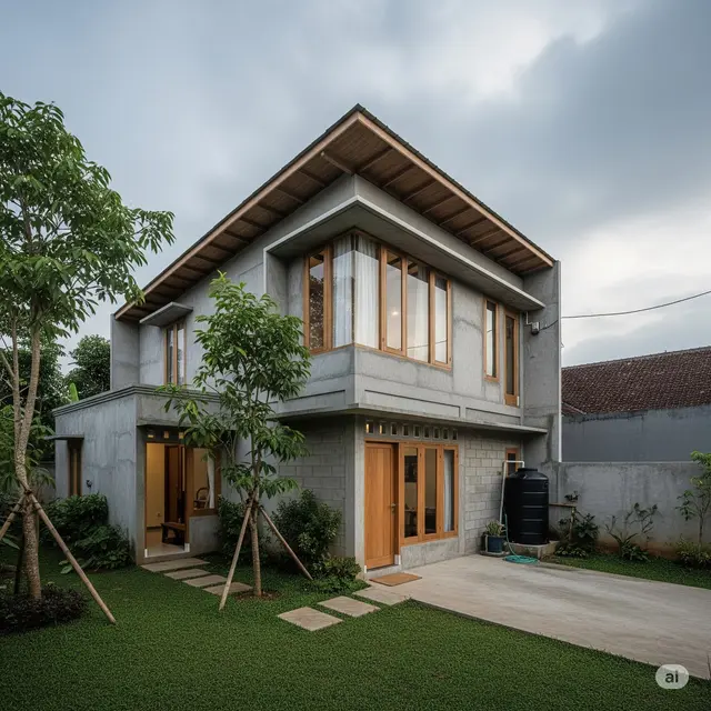 Gambar Rumah Sederhana di Kampung 2 Lantai. Foto: Gemini
