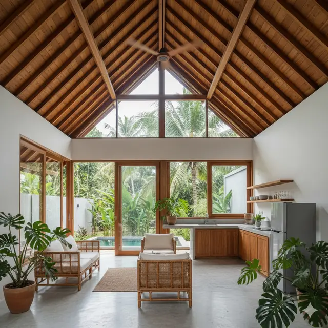 7 Model Rumah Kecil Tapi Luas dengan Atap Kayu Tinggi Bernuansa Alami, Tampilan Hangat dan Elegan