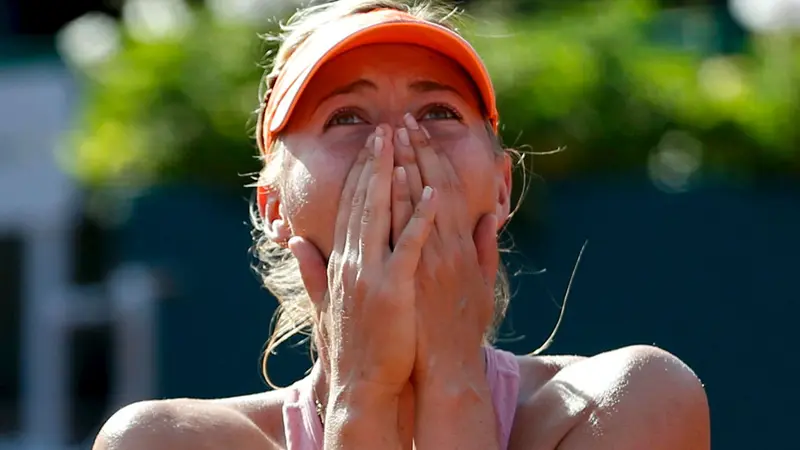 Ekspresi Kemenangan Maria Sharapova di Perancis Terbuka