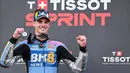 Tempat kedua Sprint Race di MotoGP Indonesia 2025 dihuni pembalap asal Spanyol dari tim BK8 Gresini Racing MotoGP, Fermin Aldeguer. (SONNY TUMBELAKA/AFP)